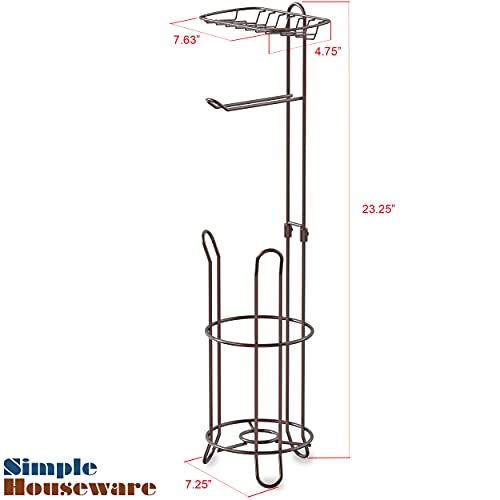 Simple Houseware Bathroom Toilet Tissue Roll Holder Stand with Cell Phone Shelf, Bronze - color: Bronze, size: Wired Shelf - 23.5''H