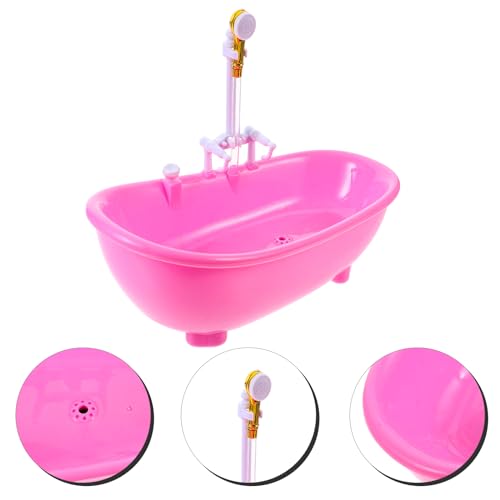 Toyvian Toy Bathtub for Dolls, Baby Doll Real Working Bath Set Electric Bathtub with Shower and Faucet Pretend Play Toy Play Water Accessories Fits Most Dolls Up to 12'' - size: 22.3 x 11.5 x 17.5cm