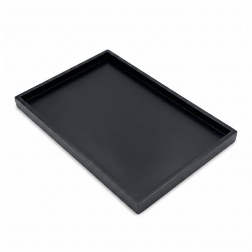 Natural Bamboo Serving Tray Platter 17.75 x 11.8 Rectangular, Black - color: Black, size: 17.8" x 11.8" x 1.2"