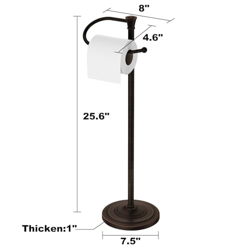 Toilet Paper Holder Free Standing, 25” H Stainless Steel Oil Rubbed Bronze Toilet Paper Stand, Weighted Base Floor Tissue Roll Holder for Bathroom,Toilet Roll Stand - color: Oil Rubbed Bronze