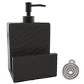 Ceramic Soap Dispenser With Sponge Holder for Kitchen Sink, 2 in 1 Liquid Hand Soap Container With Funnel for Countertop, Bathroom, Matte Black - style: Wavy Pattern Design-Matte Black