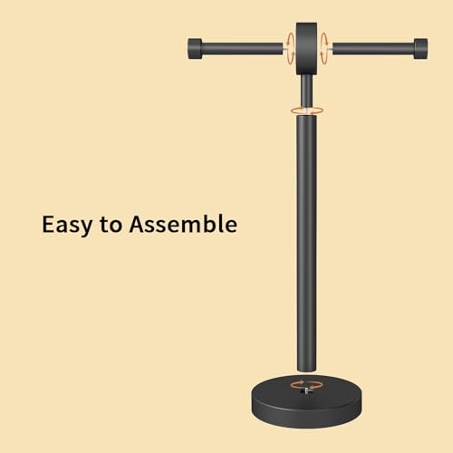 YUMORE Toilet Paper Holder Stand, Floor Freestanding Double Roll Black Tissue Paper Stand for Modern Bathroom, Weighted Round Base Stainless Steel Toilet Roll Holder,Extra Capacity - size: 2 Roll