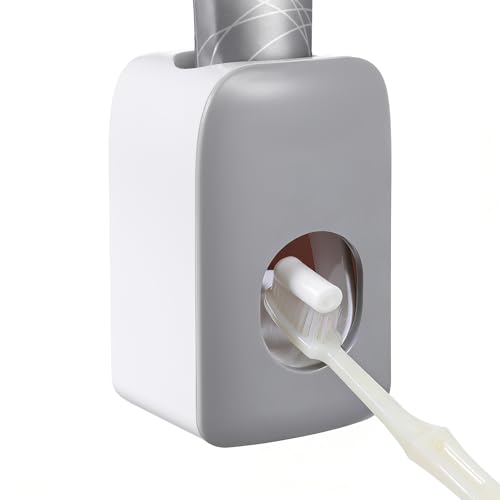 Toothpaste Dispenser Automatic Toothpaste Squeezer Wall Mount Toothpastes Holder Accessories Bathroom Squeezer with Super Sticky Suction Pad for Family Shower for Kids and Adults