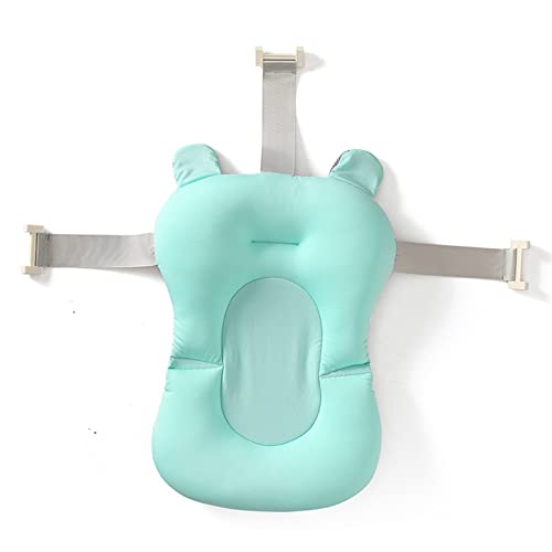 Baby Bath Cushion Pad Newborn Bathtub Mat Infant Bath Supporter Net Baby Bathtub Pillow Non-Slip Floating Bathing Tub Seat (Green Bear, 28cm*43cm*26cm) - color: Green Bear