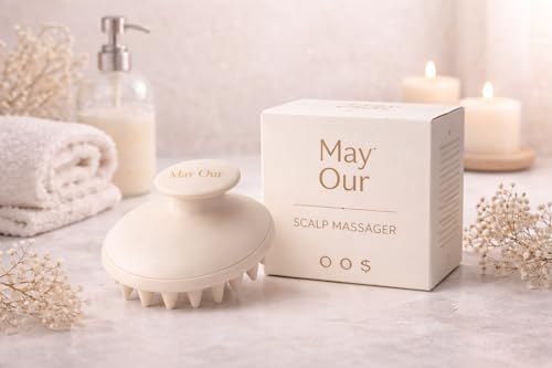 May Our Scalp Massager Shampoo Brush – Soft Silicone Head Scrubber for Relaxing Scalp Massage – for Women, Men & Kids – Wet & Dry Use