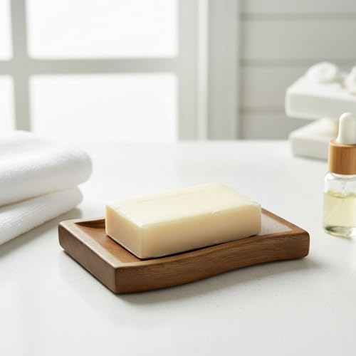 Wood Self-Draining Bar Soap Holder, 3 Holes Design Soap Dish and Sponge Holder, Quick Dry Soap Saver Tray for Bathroom, Kitchen, Shower & Countertop (Brown, 1 Pack)