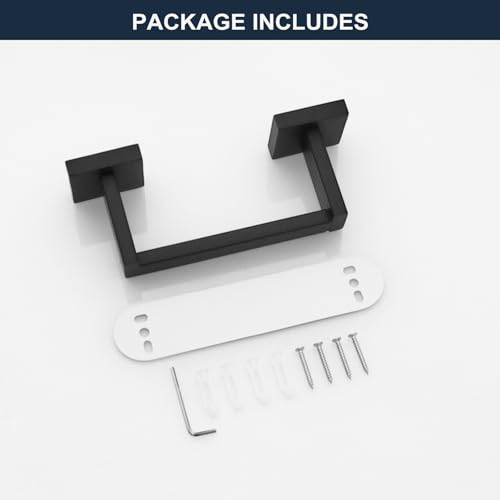 Toilet Paper Holder Wall Mount Matte Black, Stainless Steel Toilet Tissue Roll Holder Bathroom Square Toilet Paper Towel Roll Holder, Double Post Pivoting Tissue Handle - color: Matte Black