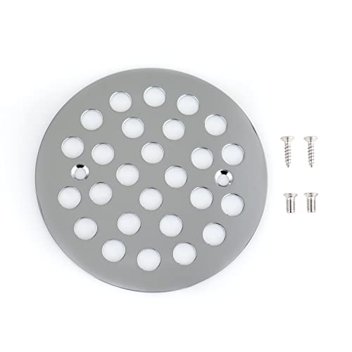 4-1/4 Inch Screw-in Round Floor Drain Cover Replacement Shower Drainer Grates (Chrome) - color: Chrome