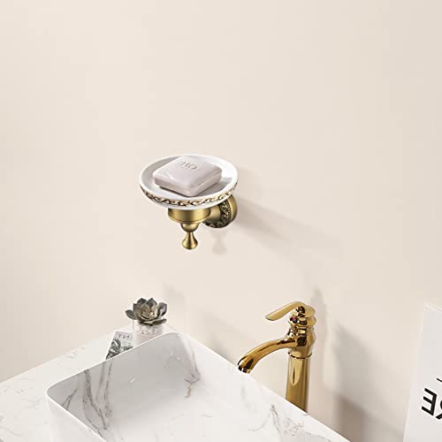 Leyden Shower Soap Dish, Antique Brass Dish Soap Holder Luxury Art Engraved Wall Mount Bathroom Hardware - color: Antique Brass