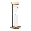 Rustic Brown Farmhouse Toilet Paper Dispenser - FreeStanding Tissue Roll Holder with Shelf for Bathroom Toilet Paper Storage - color: Brown