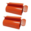XYKEEY Set of 2 Toothpaste Squeezer Rollers, Metal Toothpaste Tube Wringer Seat Holder Stand (Orange) - color: Orange