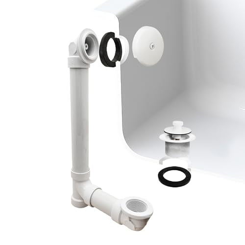 Westbrass Pull & Drain Sch. 40 PVC Bath Waste with One-Hole Top Elbow, Powder Coat White, D49721-50 - color: Powder Coat White, size: 1 Pack