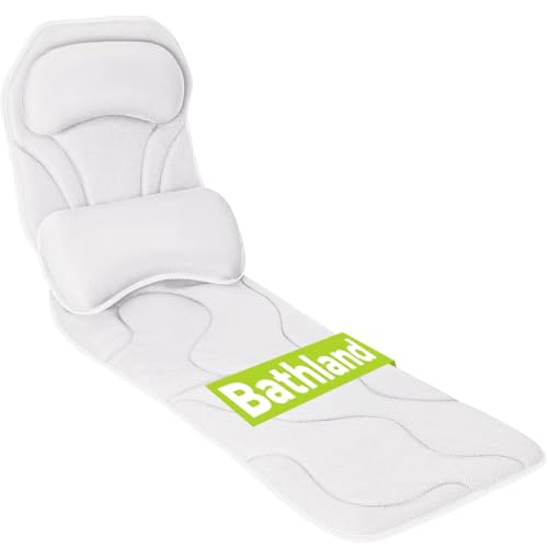 Full Body Bath Pillow for Tub - Extra Long & Thick Tub Pillow with Head, Back & Lumbar Support, 168 Non-Slip Suction Cups, Soft 5D Mesh Spa Cushion, Fits All Tubs-Gift for Soaking(White) - color: White