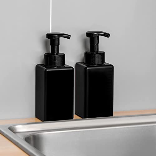 UUJOLY Foaming Soap Dispenser, 15oz Refillable Pump Bottle Plastic for Liquid Soap, Shampoo, Body Wash, 4 Pcs, Black - size: 4 Pack/15oz
