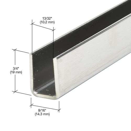 Brixwell SDCD38BS-CCP4 Brushed Stainless 3/8" Fixed Panel Shower Door Deep U-Channel - 4 inch Sample - color: Brushed Stainless Steel, size: 4 Inch - Sample