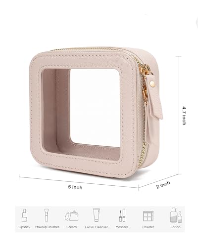 Travel Clear Makeup Bag Set, TSA Approved Cosmetic Bag Case with Zipper Portable Makeup Pouch Toiletry Bag Traveling Cosmetic Organizer Storage Bag Car Organizer Car Essentials - color: N-Beige