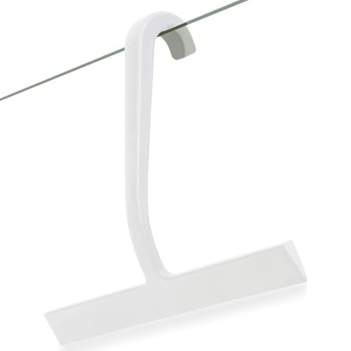 Shower Squeegee for Glass Doors – 10" Silicone Squeegee with Built-in Hook, One-Piece Seamless Design, Streak-Free & No-Scratch Window Cleaner for Bathroom, Mirrors & Tiles (White) - color: White, size: 10 Inch