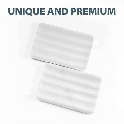 Soap Dish, Marble Soap Holder for Shower, Bar Soap Holder with Water Ripple Design, Easy Cleaning Soap Saver for Kitchen Sink，Bathroom, Executive African Natural Stone Soap Tray(Namib Bianco) - color: Namib Bianco