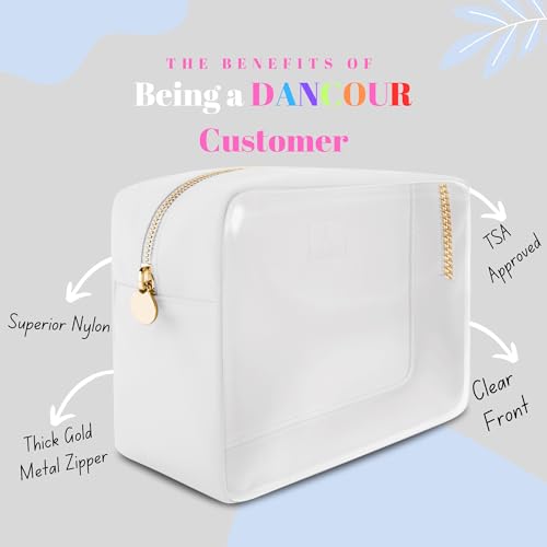 DANCOUR Clear Large Makeup Bag Travel Cosmetic Pouch TSA-Approved Transparent Toiletry Organizer Storage Case (White) - color: White, style: Large