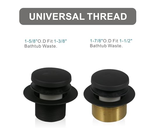 Black Bathtub Drain Tip-Toe Single Hole,Welsan Tub Drain Trim Set Conversion Kit Assembly, Coarse Thread Replacement Trim Kit with 1-Hole Overflow Faceplate Includes an Adapter, Matte Black - color: Black, style: 1 Hole