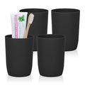 AstraLoom 4PCS Bathroom Tumbler Set, 9.5oz/280ml Unbreakable Toothbrush Holder Cups, Dishwasher Safe Plastic Organizer for Toothbrushes, Makeup Brushes & Vanity Counter, Black - color: Black