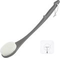 Body Back Scrubber – 17'' Long Handle Shower Brush, Durable Exfoliator for Dry & Wet Use, Deep Cleansing & Gentle Exfoliation for Smooth Skin – for Men, Women & Elderly (Gray) - size: 17“ Gray