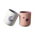 Moon-Themed Couple Mouthwash Cup Set - Simple PP Material Toothbrush Holder and Drinking Cup, Suitable for Home and Bathroom use (2-Pack)(White & Pink)