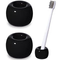 Urbanstrive Sleek Mini Ceramics Toothbrush Holder Stand for Bathroom Vanity Countertops (Black 2-Pack) - color: Black 2-pack