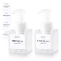 250ML Foaming Soap Dispenser, 2-Pack Plastic Hand Soap Dispenser, Refillable Leakproof Foam Pump Bottle with Waterproof Labels, for Shampoo, Body Wash - color: Clear, size: 250ML