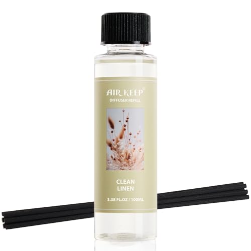 Airkeep Reed Diffuser Oil Refill/Clean Linen/3.38 oz/1 Pack/Air Freshener & Aromatherapy Essential Oil Blend for Home Fragrance – Scented Refill Oil for Bathroom, Bedroom & Home Decor - size: Refill/3.38Ounce/1pack