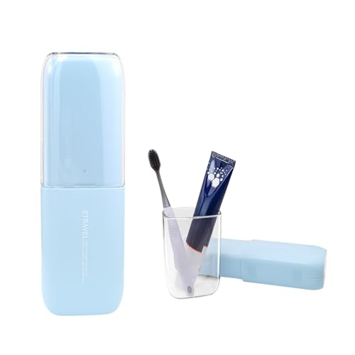 Toothbrush Travel Case, 2-in-1 Large Capacity Toothbrush Holder and Rinse Cup with Cover for Traveling, Camping, Gym, and Trips (Blue) - color: Blue