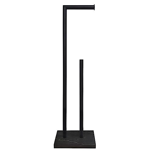 Gzila Free Standing Toilet Paper Holder Stand with Reserve, Heavy Weighted Marble Design Base SUS304 Stainless Steel… (Black) - color: Black