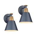 FEMILA Modern Wall Sconces Set of 2, 1-Light Wall Lighting Bathroom Sconces Single Vanity Light, Hammered Metal Shade, Dark Blue,4FG59B-2 Blue - color: Navy Blue, size: 6", 2 pack