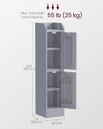 VASAGLE Storage Cabinet Slim with Reversible Doors, Farmhouse | Small Storage Corner Floor Cabinet, Narrow Orgnizer, Adjustable Shelves, Dove Gray, Siren Collection, UBBK312GD01S - color: Dove Gray, style: 2doors (31.5"H)