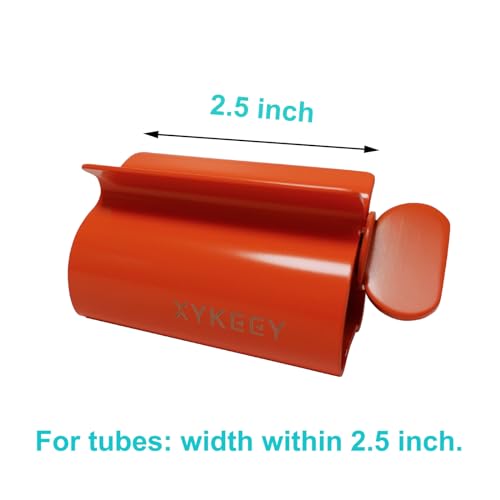 XYKEEY Set of 2 Toothpaste Squeezer Rollers, Metal Toothpaste Tube Wringer Seat Holder Stand (Orange) - color: Orange