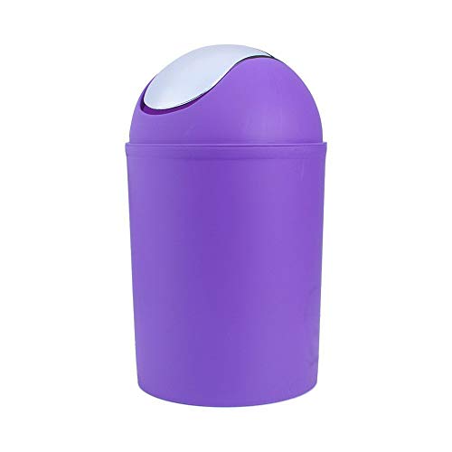 Bathroom Accessories Set 6 Pieces Plastic Bathroom Accessories Toothbrush Holder, Rinse Cup, Soap Dish, Hand Sanitizer Bottle, Waste Bin, Toilet Brush with Holder(6 Colors) (Purple)