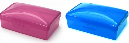 American Comb Travel Soapbox, Durable Storage Container, Multiple Colors, Made in USA (1, Blue & Pink) - color: Blue & Pink