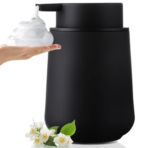 Plastic Soap Dispenser Foaming 11 oz Refillable Foam Bottle for Bathroom & Kitchen Countertops Matte Black