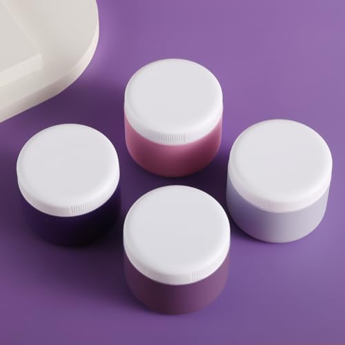 Kuangre Travel Containers for Toiletries, Silicone Cream Jars BPA-Free, Leak-proof 3oz Travel Size Containers, Portable Size Silicone Jars with Lid for Cosmetic Face Hand Body Cream (4 Pack) - color: Purple, size: 3 Ounces