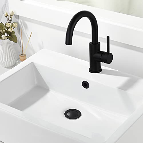 CREA Bathroom Sink Drain, Bathroom Sink Stopper with Drain Hair Catcher Pop Up Drain 1 1/2" for Bathroom Vanity Kitchen Sink with Overflow, Matte Black - color: Matte Black