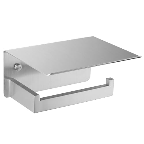 Angle Simple Toilet Paper Holder with Shelf, 304 Stainless Steel Toilet Tissue Roll Holder Brushed Nickel Wall Mount - color: Brushed Nickel, size: Single Rod