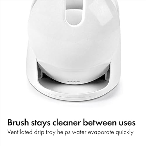 OXO Good Grips Compact Toilet Brush & Canister, Toilet Bowl Brush and Holder with Automatic Canister Door, Bathroom and Small Spaces Cleaning Supplies Essential - color: White, size: 1 Count (Pack of 1)