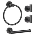 Lairuier Bathroom Hardware Set, 4-Piece Towel Bar Set Include Toilet Paper Holder,Towel Ring and 2 Towel Hooks Stainless Steel Wall Mounted Bathroom Hardware Accessories Set (Matte Black) - color: Matte Black, size: Set A