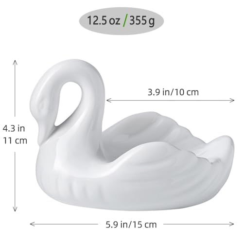 Draining Soap Dish, Elegant Swan Shape, Fluted Design, Cute Ceramic Tray(White) - color: White