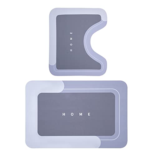 Housego 2PCS Absorbent Bath Mat Magic Rug Sets, Quick Drying Bath Mat Non-Slip Floor Rug Rubber Backed for Bathroom Kitchen Shower Sink, Water Absorbent (19.7''x23.6''+19.7''x31.9'', Blue) - color: Blue, size: 2 PCS (19.7" x 23.6", 19.7" x 31.9")