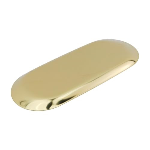 Dnyta Stainless Steel Decorative Tray, Decor Jewelry Dish, Rose Gold Bathroom Decor Makeup Serving Trays for Dresser, 9 x 3.7in Cosmetics Home Decor for Keys Watch Wallet Trinket (Oval, Gold) - style: Oval gold style (1pcs)