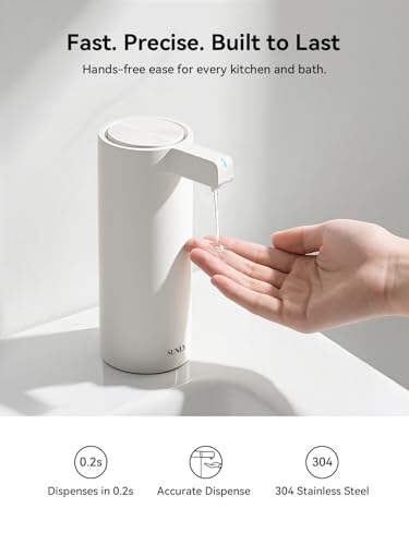 SUNLY Touchless Automatic Soap Dispenser – Clog-Free Pump, Fast Sensor, USB-C Rechargeable, Smudge-Resistant Stainless Steel, for Kitchen & Bathroom Soap Dispenser, White - color: White