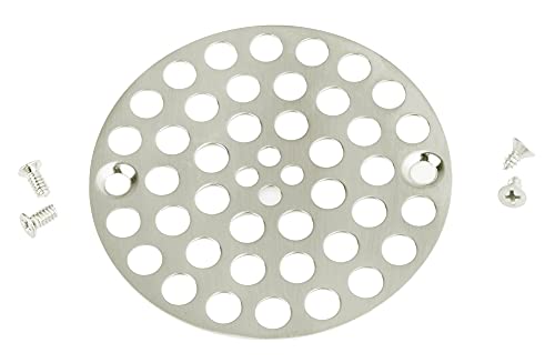 Artiwell 4’’ Shower Strainer Drain Trim Set, Solid Brass Screw-in Shower Strainer Drain Cover, Replacement Strainer Grid by Artiwell, Machine & Self-Tapping Screws Included (Brushed Nickel) - color: Brushed Nickel