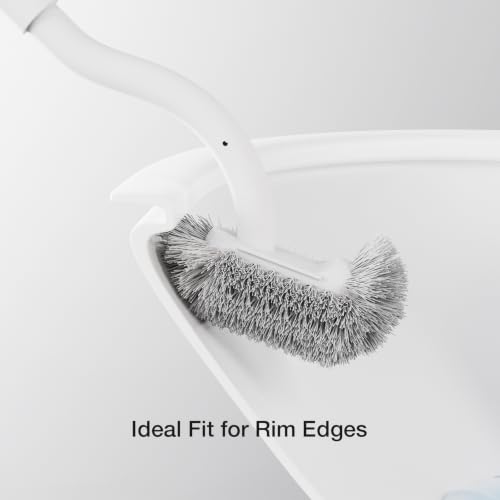 Toilet Cleaner Brush, Diveotree Toilet Brush and Holder for Dead Corner Cleaning, Wall Mounted Toilet Bowl Brush for Bathroom Decor, Toilet Scrubber Brush for Home/Hotel (White, 1pack) - color: White
