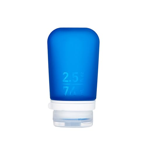 humangear GoToob+ (Medium) | Refillable Silicone Travel Bottle | Locking Lid | Food-Safe Material | Dark Blue, Medium (2.5 fl.oz.; 74ml) - color: Dark Blue, size: 2.5 Ounces